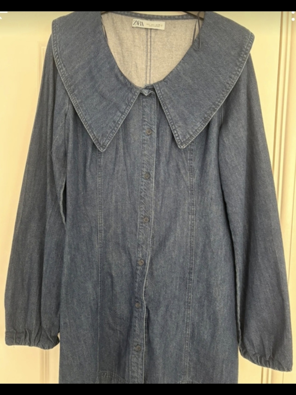 Zara Blue Denim Scoop-Neck Top
